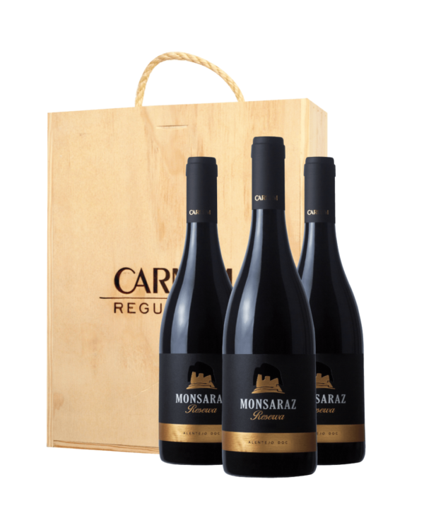 KIT 3 MONSARAZ RESERVA D.O.C + CAIXA DE MADEIRA